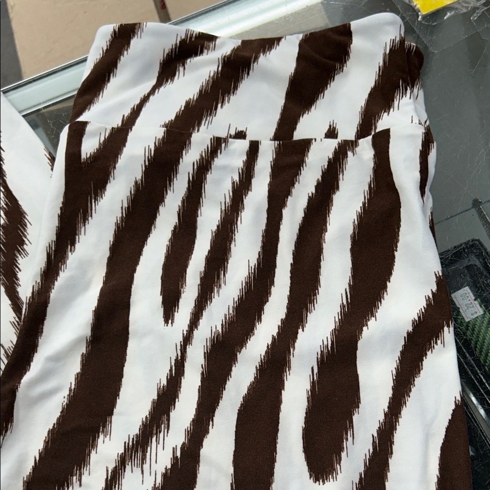 LuLaRoe TC2 Leggings Brown White Zebra Print Stretch Plus Size - Picture 3 of 6